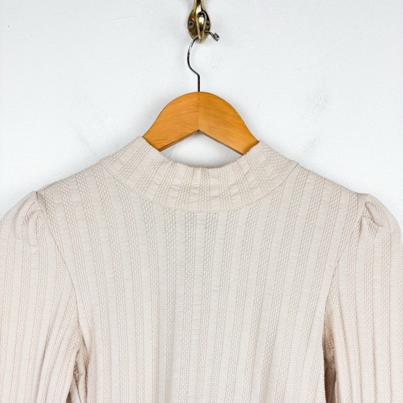 Free People Scarf Tie Back Mock Neck Cream Top Sz S - Picture 4 of 8